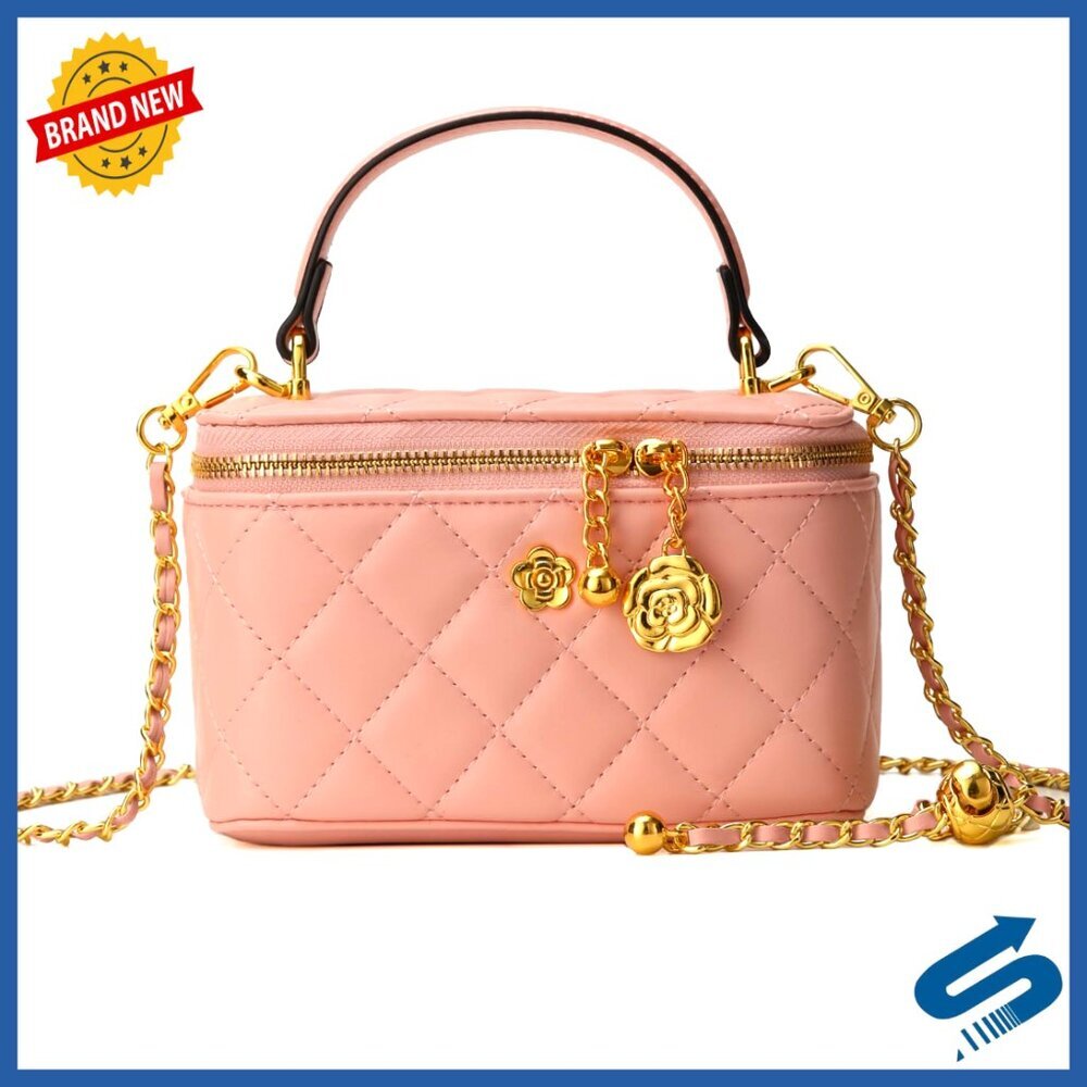 Quilted Square Box Crossbody Bag Mini Tote Purse Adjustable Strap